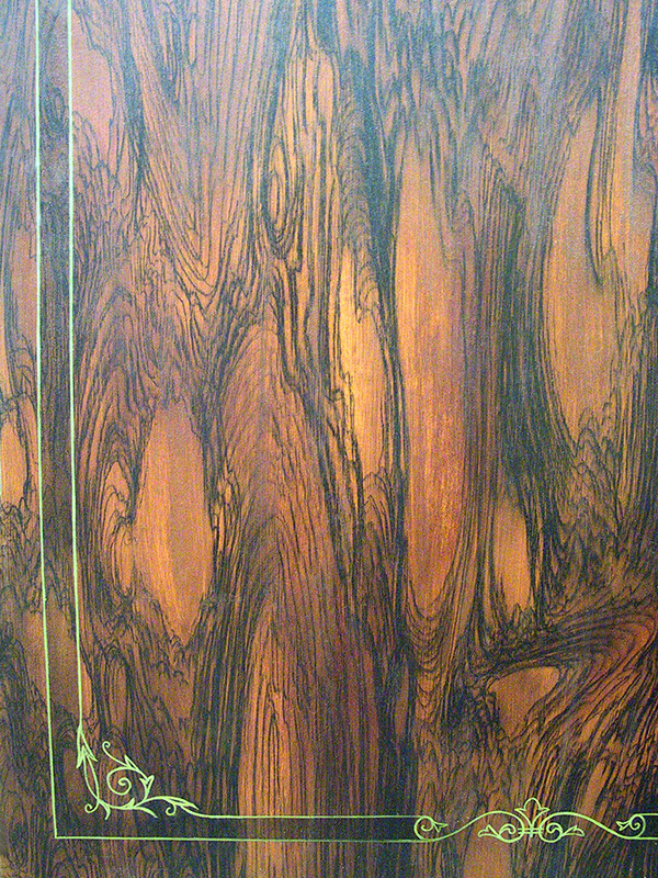 imitation Palissandre ornementé filets faux or